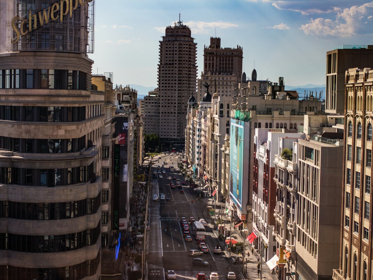 Gran Vía din Madrid, văzută de sus